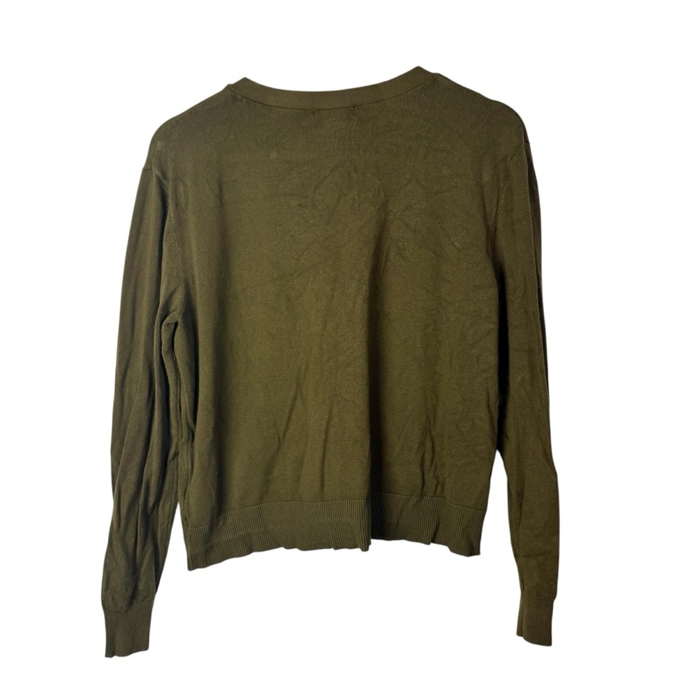 H&M Basic Olive Green V-Neck Cardigan Sweater M - Picture 2 of 3